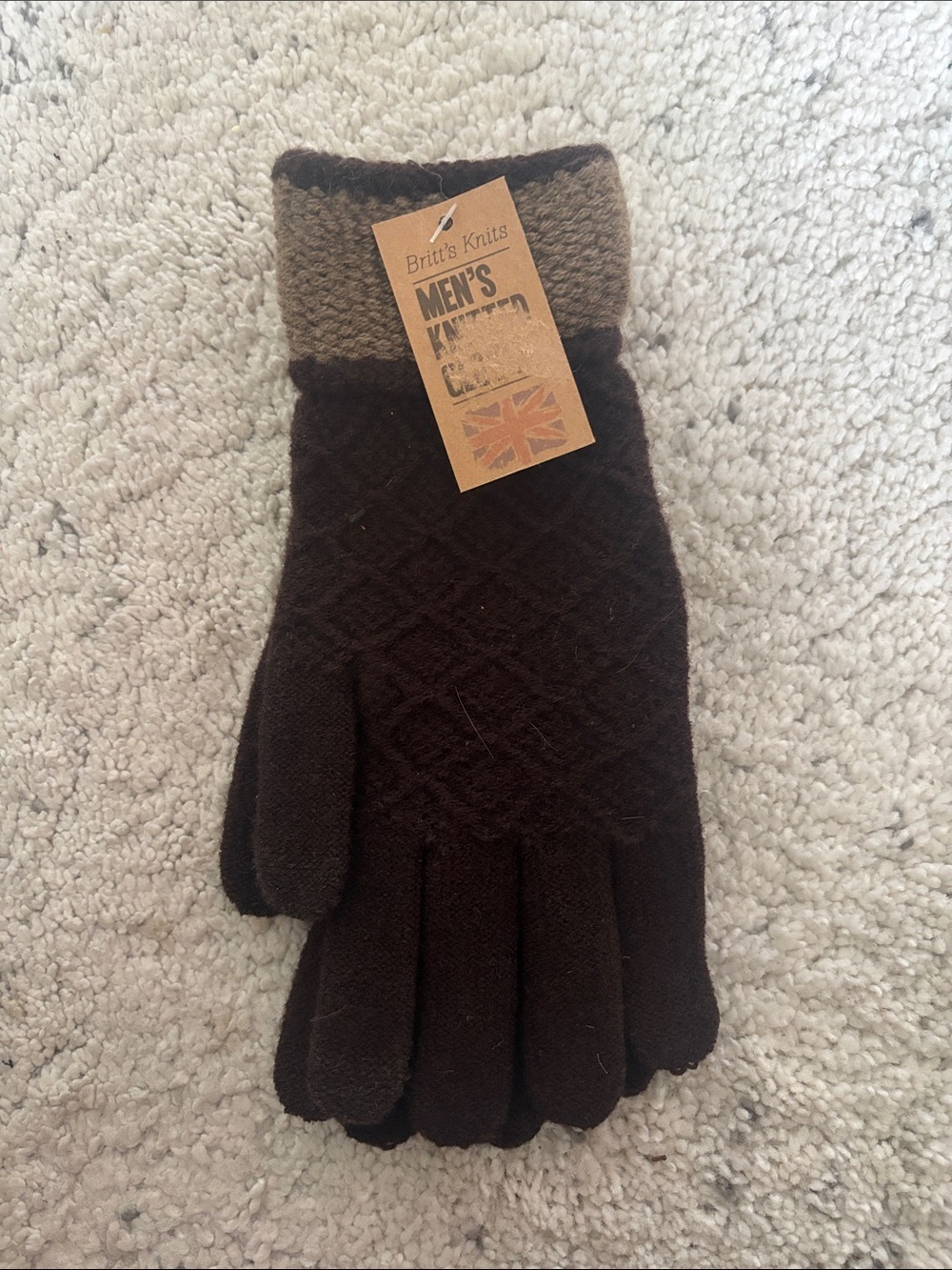 Britts Knits Men's Brown Knit Gloves NWT